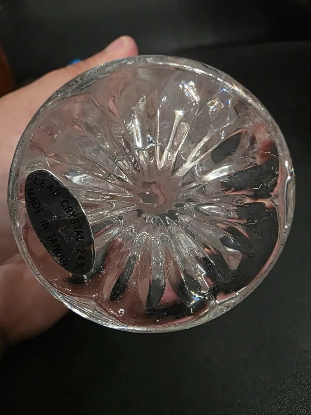 Vintage 24% Lead Crystal Bud Vase Made in Taiwan Cut Glass Pedestal Vase